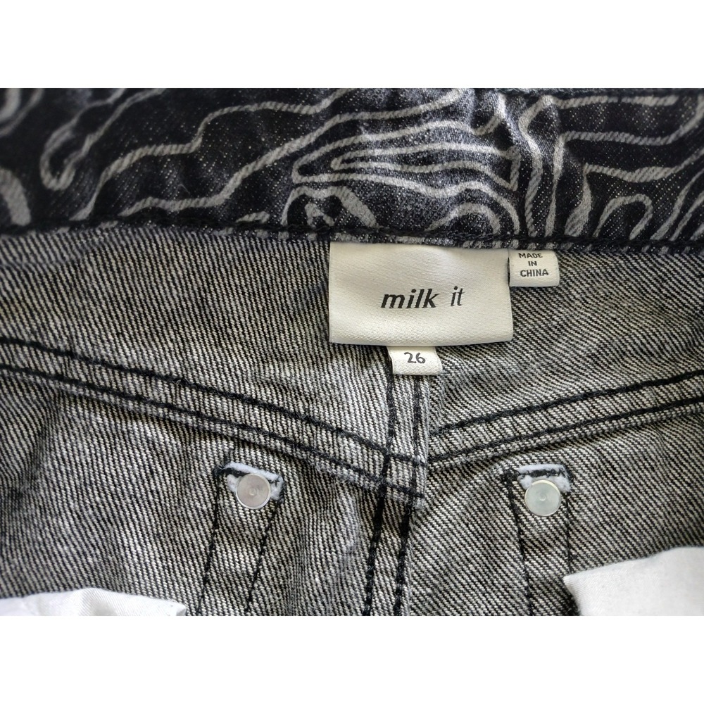 Milk It Funky Black & White Button Front Denim Jeans Women's Size 26 X 29 - Picture 8 of 12